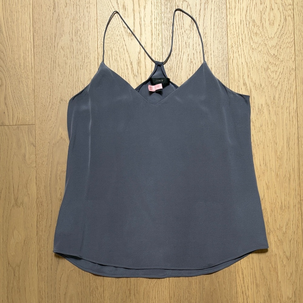 Jcrew 100% silk Charcoal Gray Spaghetti-Strap Cami Tank